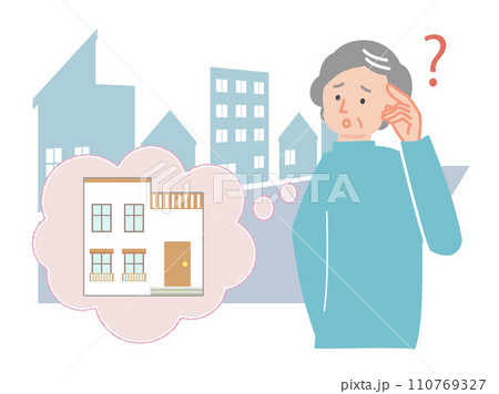 迷子になって困っている高齢女性のイラスト 迷子になって困っている高齢女性のイラスト 110769327
