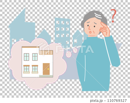 迷子になって困っている高齢女性のイラスト 迷子になって困っている高齢女性のイラスト 110769327