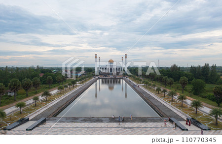 Aerial view of Songkhla Central Mosque in Hat Yai city town, Thailand. Tourist attraction landmark. Aerial view of Songkhla Central Mosque in Hat Yai city town, Thailand. Tourist attraction landmark. 110770345