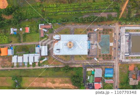 Aerial view of Songkhla Central Mosque in Hat Yai city town, Thailand. Tourist attraction landmark. Aerial view of Songkhla Central Mosque in Hat Yai city town, Thailand. Tourist attraction landmark. 110770348
