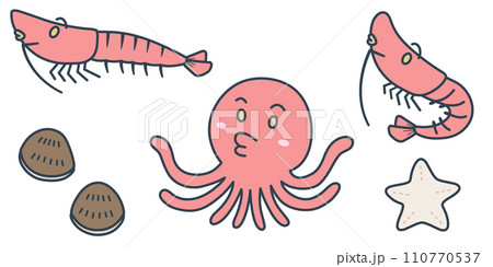 レトロたこえびイラスト 110770537