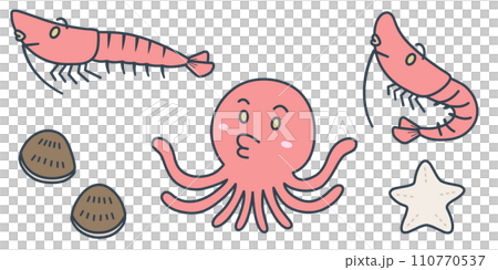 レトロたこえびイラスト 110770537