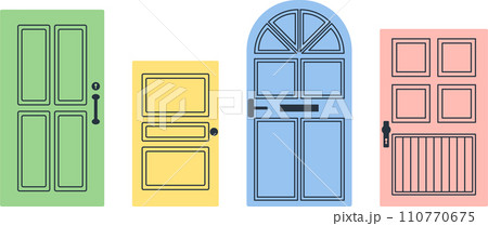 並ぶカラフルなドア 110770675