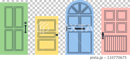 一排色彩繽紛的門 110770675