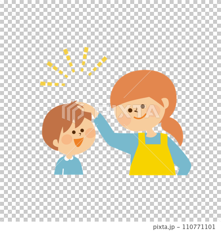 子供を褒める大人 かわいいイラスト素材 子供を褒める大人 かわいいイラスト素材 110771101