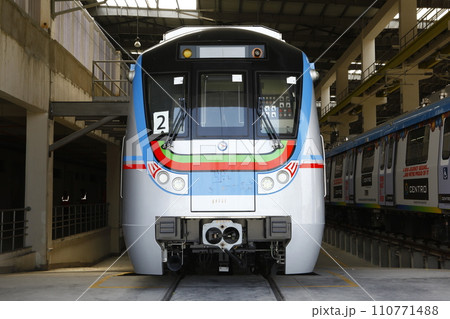Metro Train station Hyderabad India 110771488