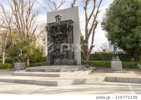 Auguste Rodin Sculpture "Gates of Hell"  Tokyo, Japan 110772236