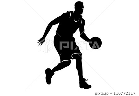Vector set of Basketball players silhouettes, Man basketball player silhouette vector 110772317