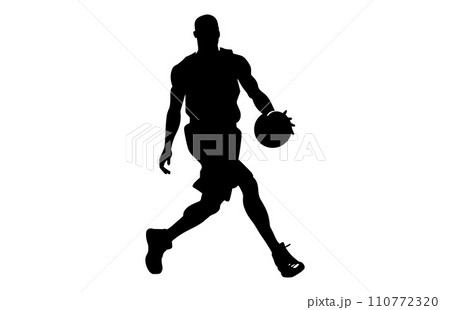 Vector set of Basketball players silhouettes, Man basketball player silhouette vector 110772320