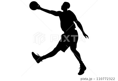 Vector set of Basketball players silhouettes, Man basketball player silhouette vector 110772322