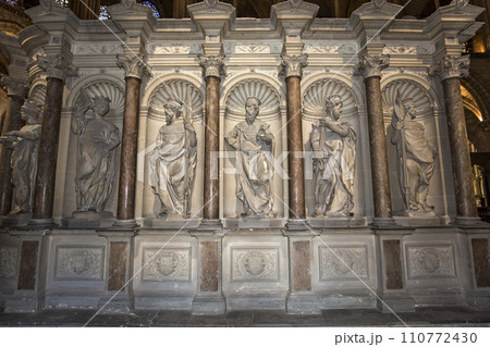 interiors and details of Saint Remi basilica, Reims, France 110772430