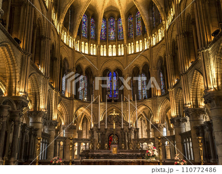 interiors and details of Saint Remi basilica, Reims, France 110772486