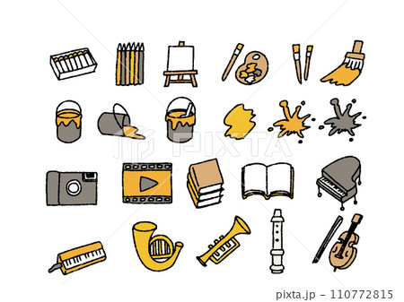 芸術に関する小物の手書きイラストセット 110772815