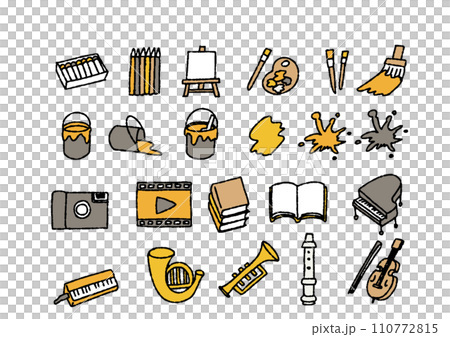 芸術に関する小物の手書きイラストセット 110772815