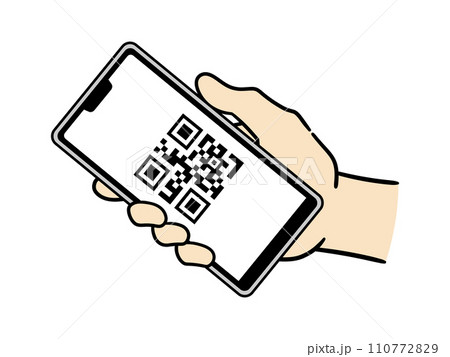 スマホでQRコード決済する男性の手元 スマホでQRコード決済する男性の手元 110772829