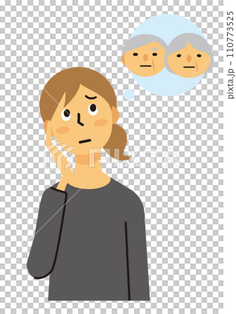 主婦　女性　ミドル　悩み　介護　ロングヘア 110773525