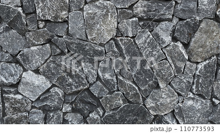 灰色の乱形の石積みの表面の横長の背景画像 110773593