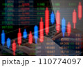 株価チャート・デイトレード・投資・FX・株式運用・証券取引・副業・為替相場・ローソク足のイメージ 110774097