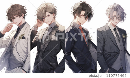 スーツを着た4人組のイケメン男子（AI生成画像） 110775463