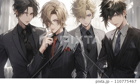 スーツを着た4人組のイケメン男子(AI生成画像) スーツを着た4人組のイケメン男子(AI生成画像) 110775467