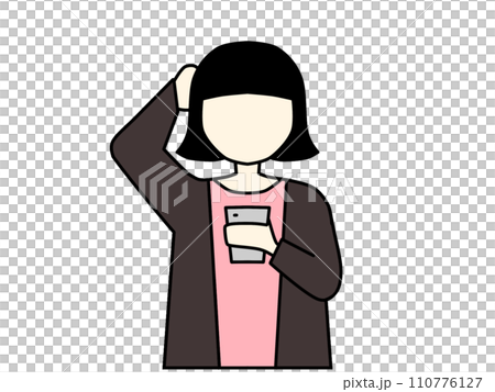 女人在智慧型手機上遇到麻煩，不露面 110776127