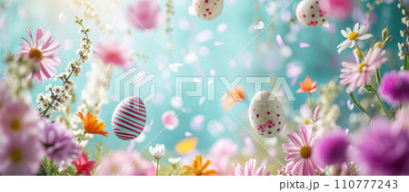 Easter Eggs and Spring Flowers Garland Easter Eggs and Spring Flowers Garland 110777243