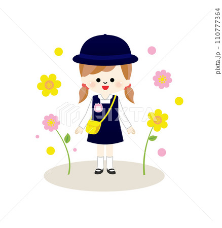 花と幼稚園児の女の子 花と幼稚園児の女の子 110777364