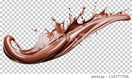 AI-generated content. Chocolate isolated splashes wave with clipping path AI-generated content. Chocolate isolated splashes wave with clipping path 110777706