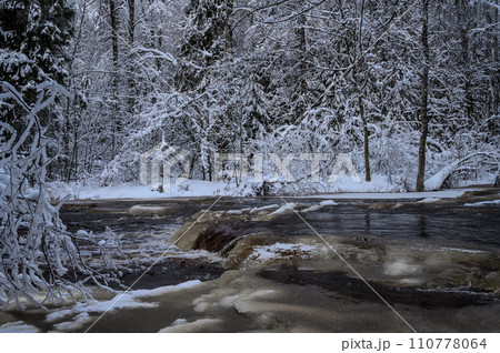 beautiful freezing river. ice rolls on the river beautiful freezing river. ice rolls on the river 110778064