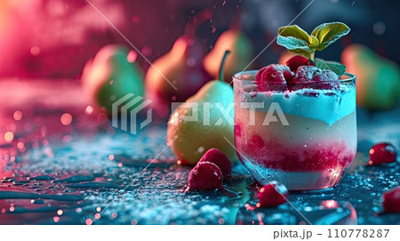 Neon Delight: Molecular Gastronomy Dessert 110778287