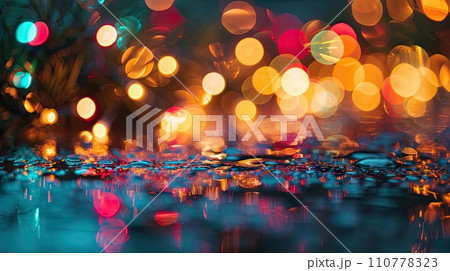 Dark street of the night city bokeh 110778323