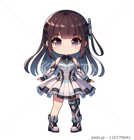 AIで作った近未来Y3Kの女の子の可愛いイラスト3のイラスト素材