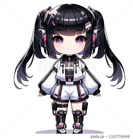 AIで作った近未来Y3Kの女の子の可愛いイラスト5のイラスト素材