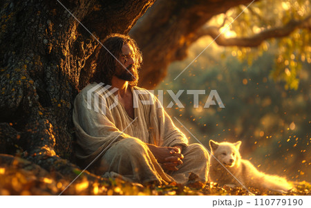 【AI生成画像】狼と精神を鍛え上げた男性 【AI生成画像】狼と精神を鍛え上げた男性 110779190