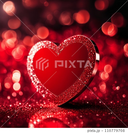 Red Hearts On Shiny Glitter Background Red Hearts On Shiny Glitter Background 110779708