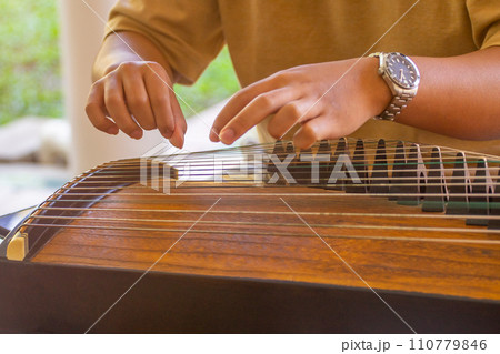 Playing the zither's moment Playing the zither's moment 110779846