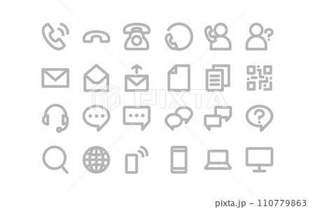 お問い合わせのグレーの線画アイコンセット 110779863