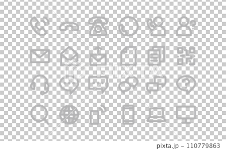 お問い合わせのグレーの線画アイコンセット 110779863