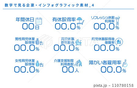 数字で見る企業のインフォグラフィック素材_4、ベクター 数字で見る企業のインフォグラフィック素材_4、ベクター 110780158