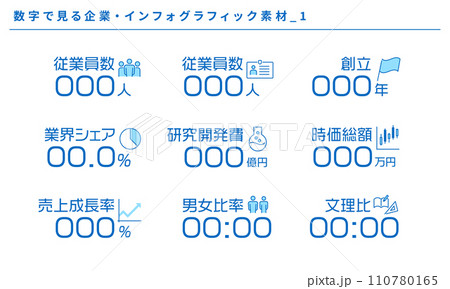 数字で見る企業のインフォグラフィック素材_1、ベクター 110780165