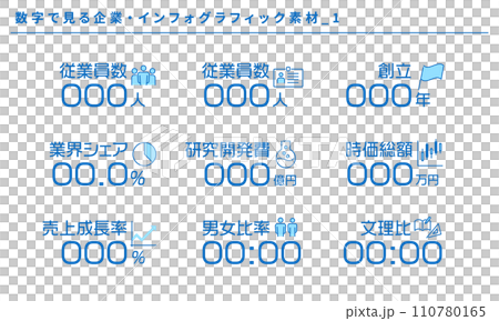 数字で見る企業のインフォグラフィック素材_1、ベクター 110780165