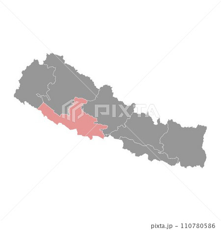 Lumbini province map, administrative division of Nepal. Vector illustration. Lumbini province map, administrative division of Nepal. Vector illustration. 110780586