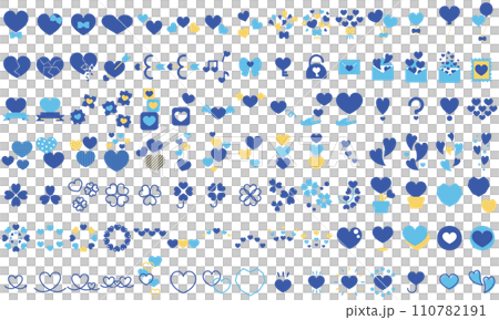 Blue heart simple icon set 110782191