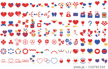 カラフルハートのシンプルアイコンセット 110782192