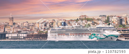 Norwegian Jade, Huge cruise ship docked at Galataport, Bosphorus ditrict, Karakoy, Istanbul, Turkey Norwegian Jade, Huge cruise ship docked at Galataport, Bosphorus ditrict, Karakoy, Istanbul, Turkey 110782593