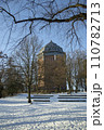 Hamburg in winter, Park around an ancient water tower in Sunny frosty day. Vertical frame . High quality photo 110782713