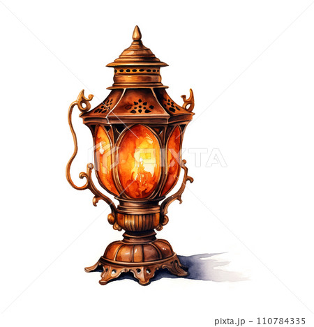 Vintage lamp watercolor, great design for any purposes 110784335