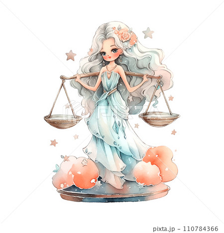 Libra zodiac sign watercolor on white background 110784366