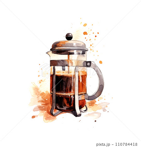 Retro watercolor illustration with turkish coffee watercolor. Istanbul, turkey. Retro watercolor illustration with turkish coffee watercolor. Istanbul, turkey. 110784418