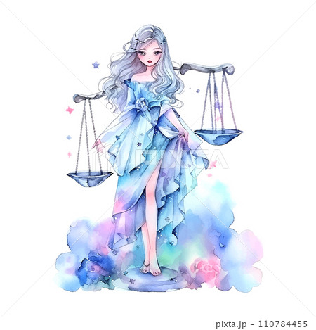 Libra zodiac sign watercolor on white background 110784455